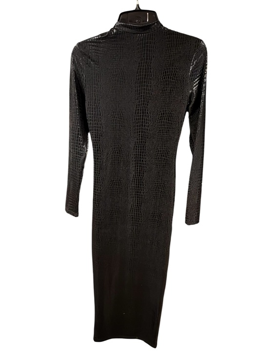 Dresses & Skirts - Black Croc Embossed Long Sleeve Dress - Size Small